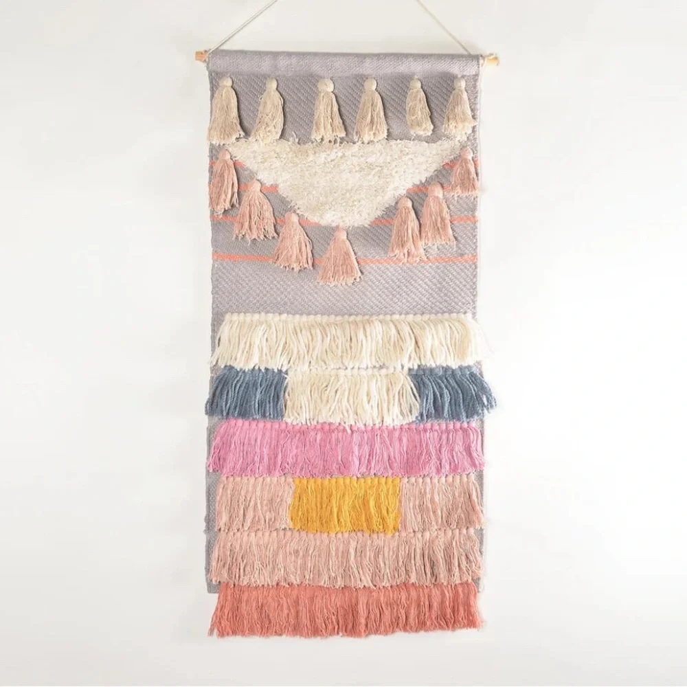 Berry + Clay Home Large Fringed Pastel Wall Hanging Boho